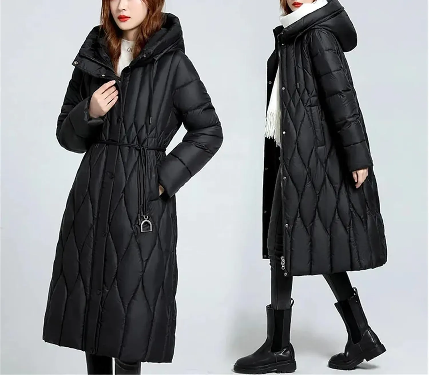 Women's Down Cotton Coat Winter Cold Warm Padded Jacket Long Female Casual Hooded