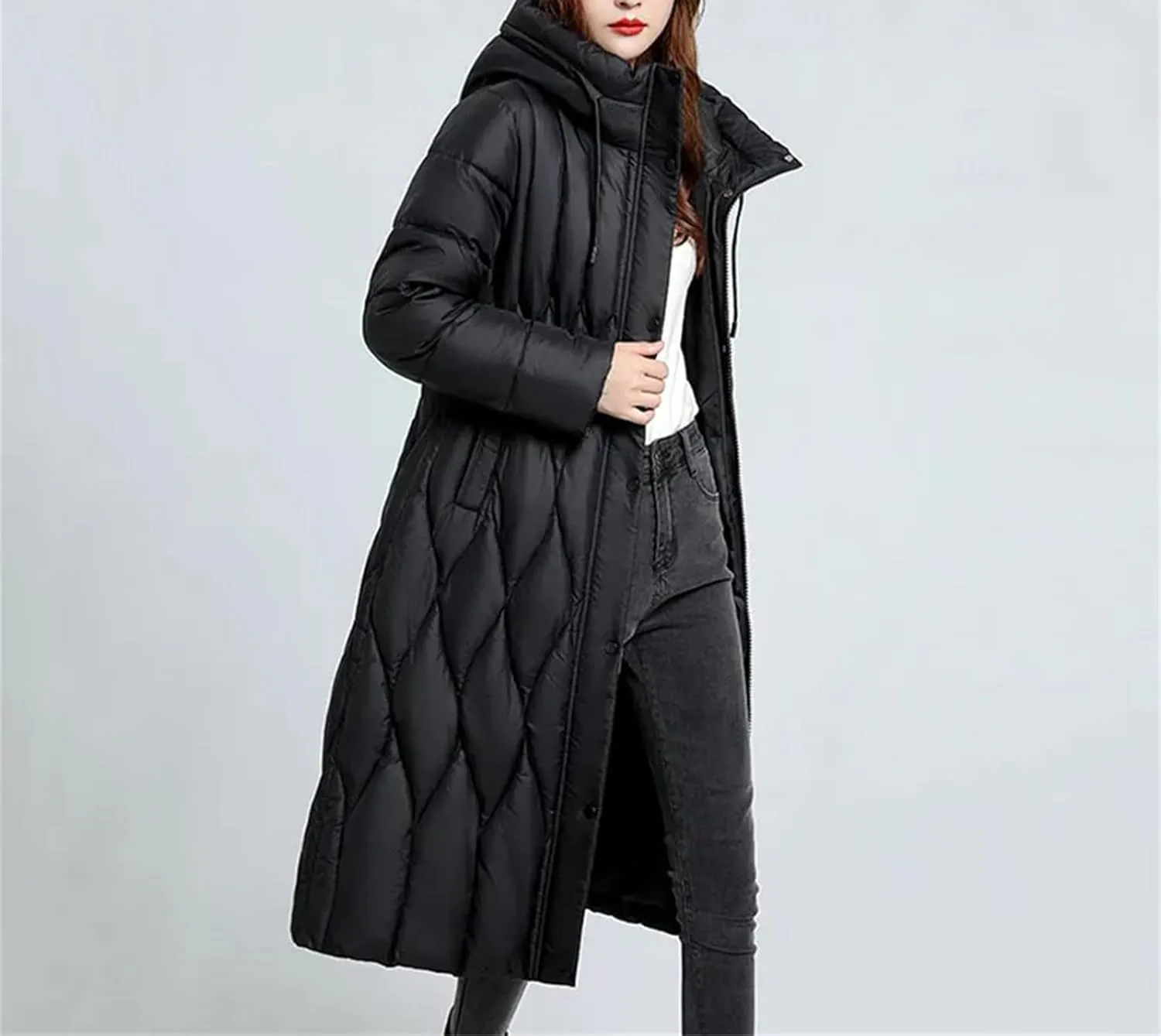 Women's Down Cotton Coat Winter Cold Warm Padded Jacket Long Female Casual Hooded