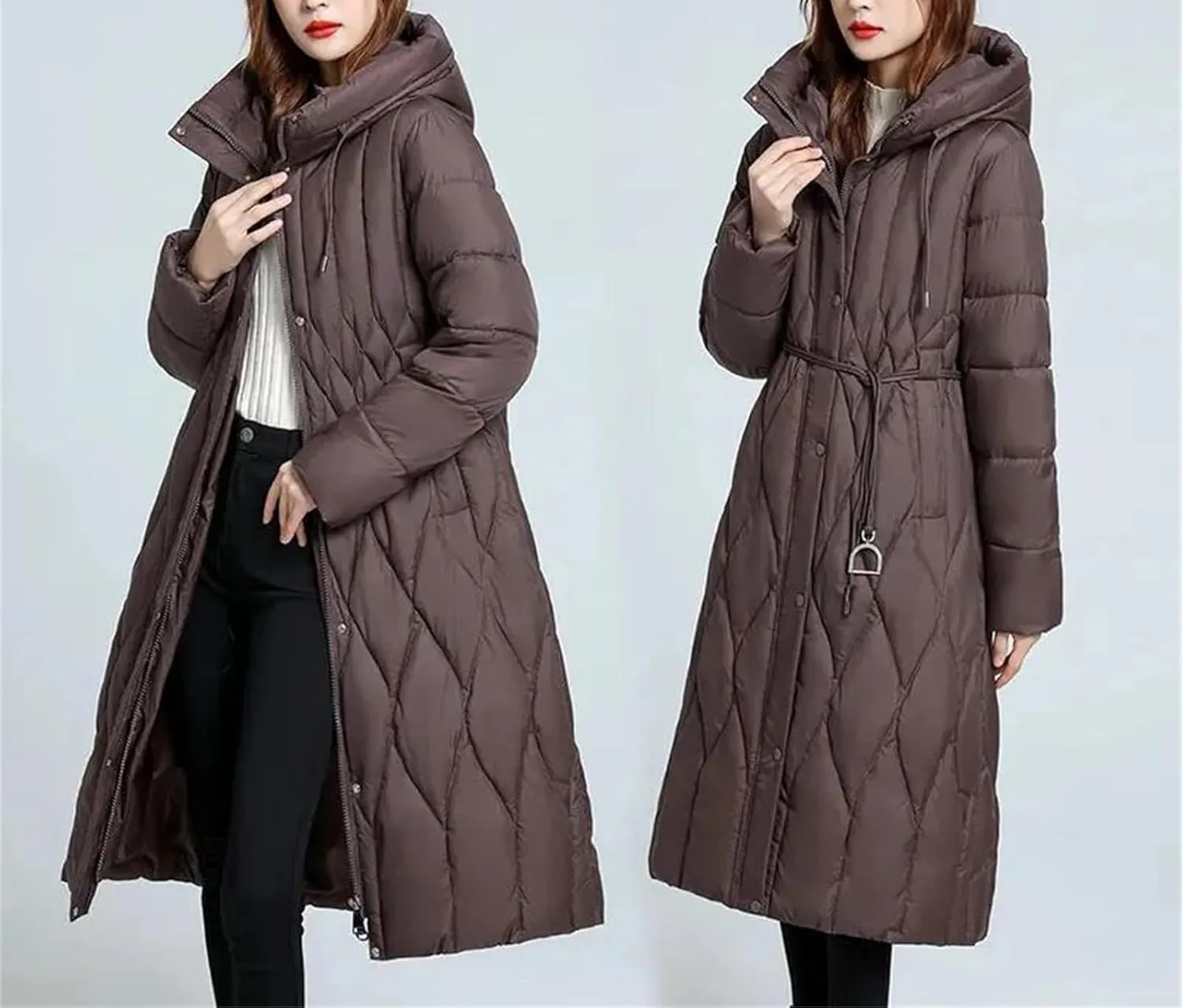 Women's Down Cotton Coat Winter Cold Warm Padded Jacket Long Female Casual Hooded