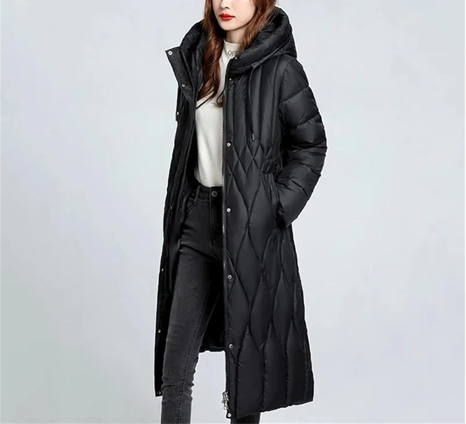 Women's Down Cotton Coat Winter Cold Warm Padded Jacket Long Female Casual Hooded