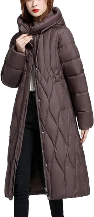 Women's Down Cotton Coat Winter Cold Warm Padded Jacket Long Female Casual Hooded
