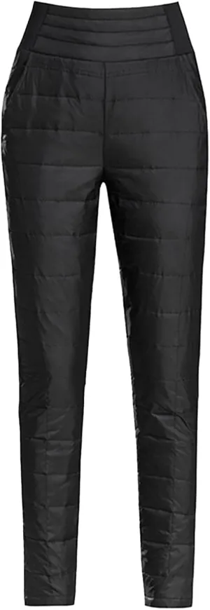 Womens Down Pants Winter Warm Elastic High Waist Quilted Ultralight Puffy Snow Ski Pants Trousers