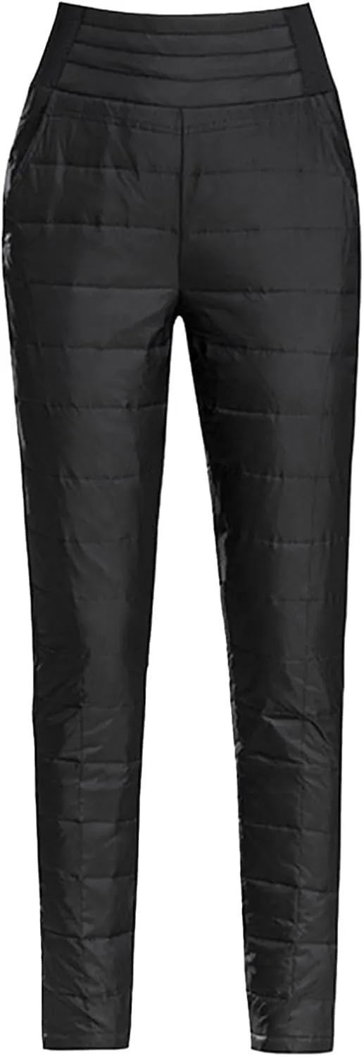 Womens Down Pants Winter Warm Elastic High Waist Quilted Ultralight Puffy Snow Ski Pants Trousers