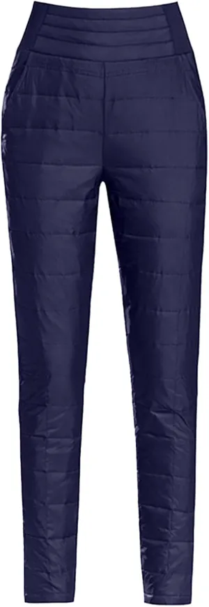 Womens Down Pants Winter Warm Elastic High Waist Quilted Ultralight Puffy Snow Ski Pants Trousers
