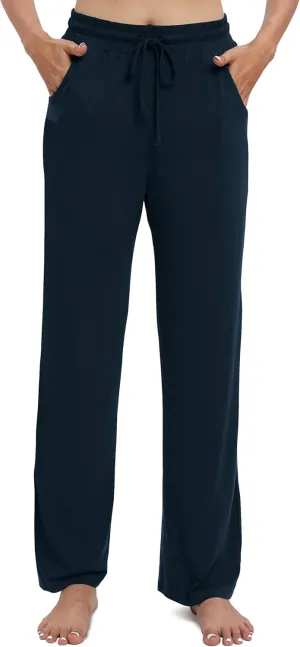 Women's Drawstring Casual Pants Stretchy High Waisted Loose Straight Leg Pants Jogger Trousers with Pockets