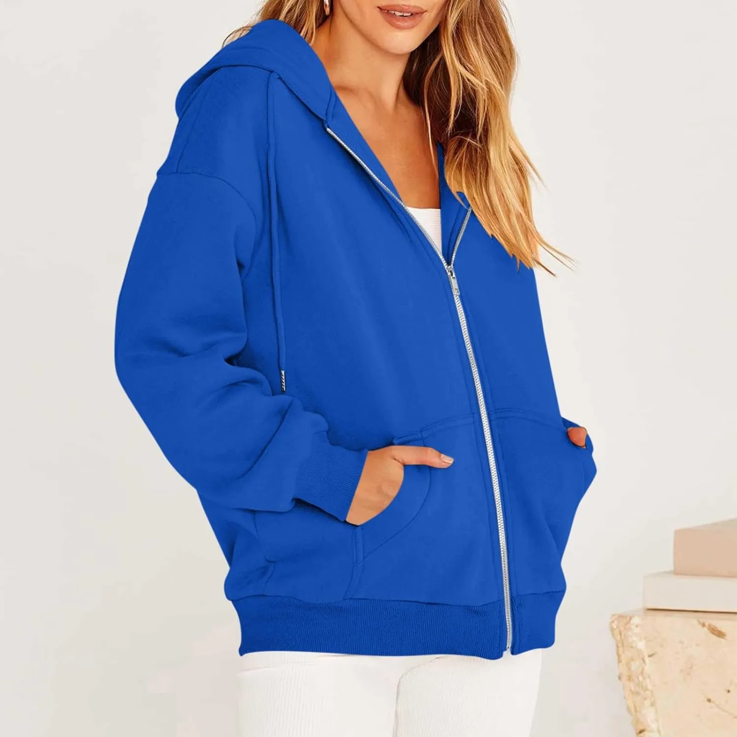 Women's Full Zip Up Hoodie Long Sleeve Hooded Sweatshirts Casual Fall Jacket Coat 2024 Fashion Outfits