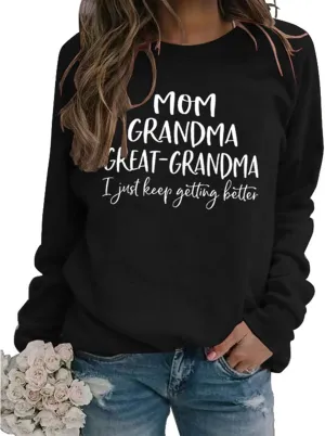 Womens Great Grandma Sweatshirt Fleece Lined Crewneck Long Sleeve Gigi Gift Inspirational Saying Tops
