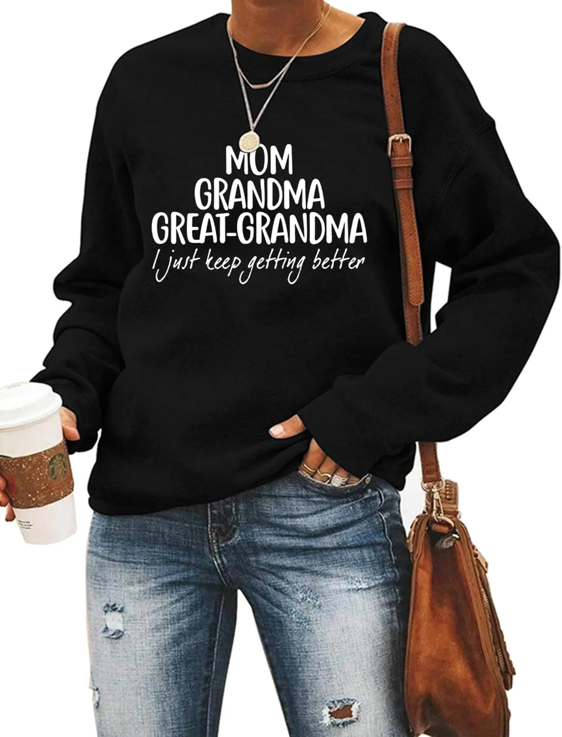 Womens Great Grandma Sweatshirt Fleece Lined Crewneck Long Sleeve Gigi Gift Inspirational Saying Tops