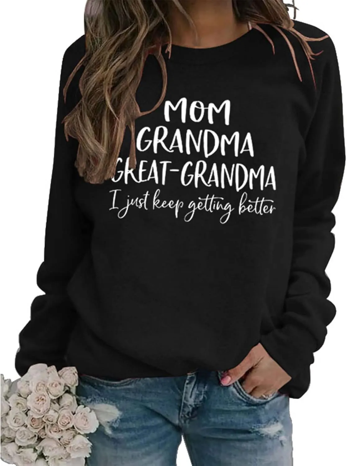 Womens Great Grandma Sweatshirt Fleece Lined Crewneck Long Sleeve Gigi Gift Inspirational Saying Tops