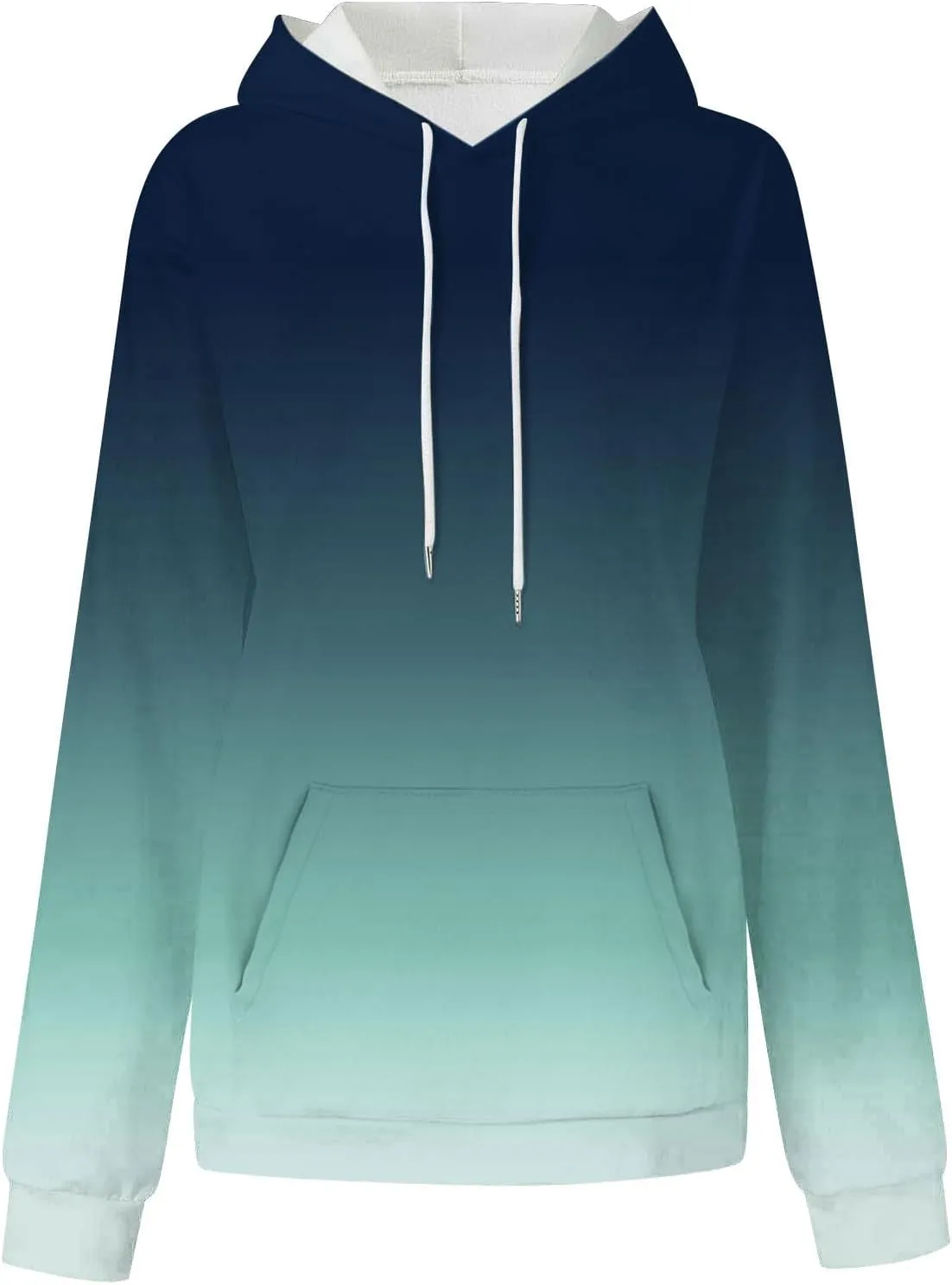 Women's Hoodies Oversized Gradient Long Sleeve Casual Sweatshirts Plus Size Drawstring Large Pocket Pullover Tops