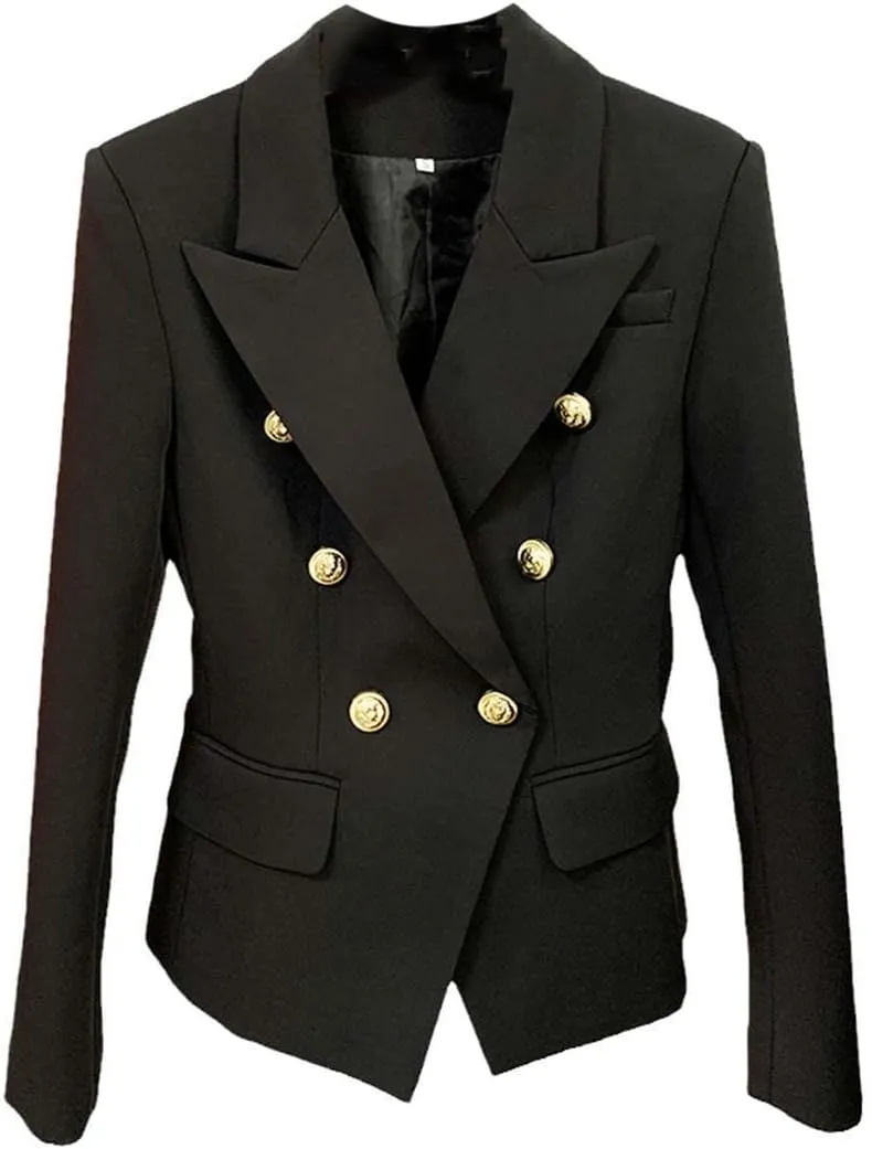 Women's Jacket Double Breasted Metal Buttons Blazer Suit