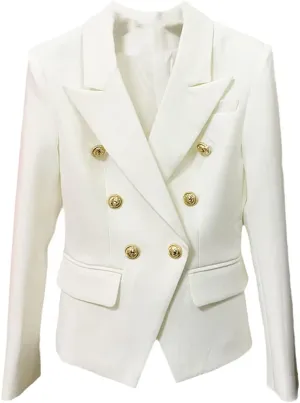 Women's Jacket Double Breasted Metal Buttons Blazer Suit