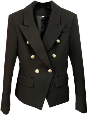 Women's Jacket Double Breasted Metal Buttons Blazer Suit