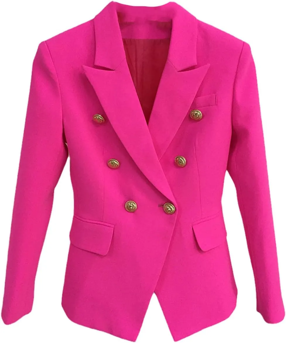 Women's Jacket Double Breasted Metal Buttons Blazer Suit