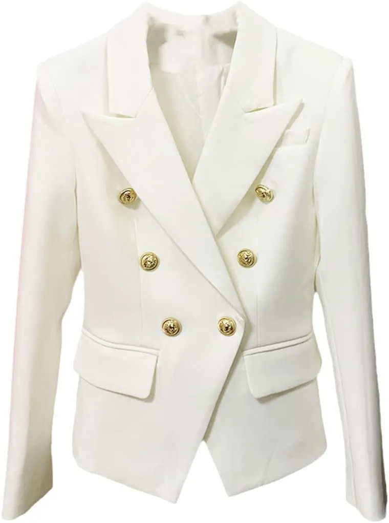 Women's Jacket Double Breasted Metal Buttons Blazer Suit