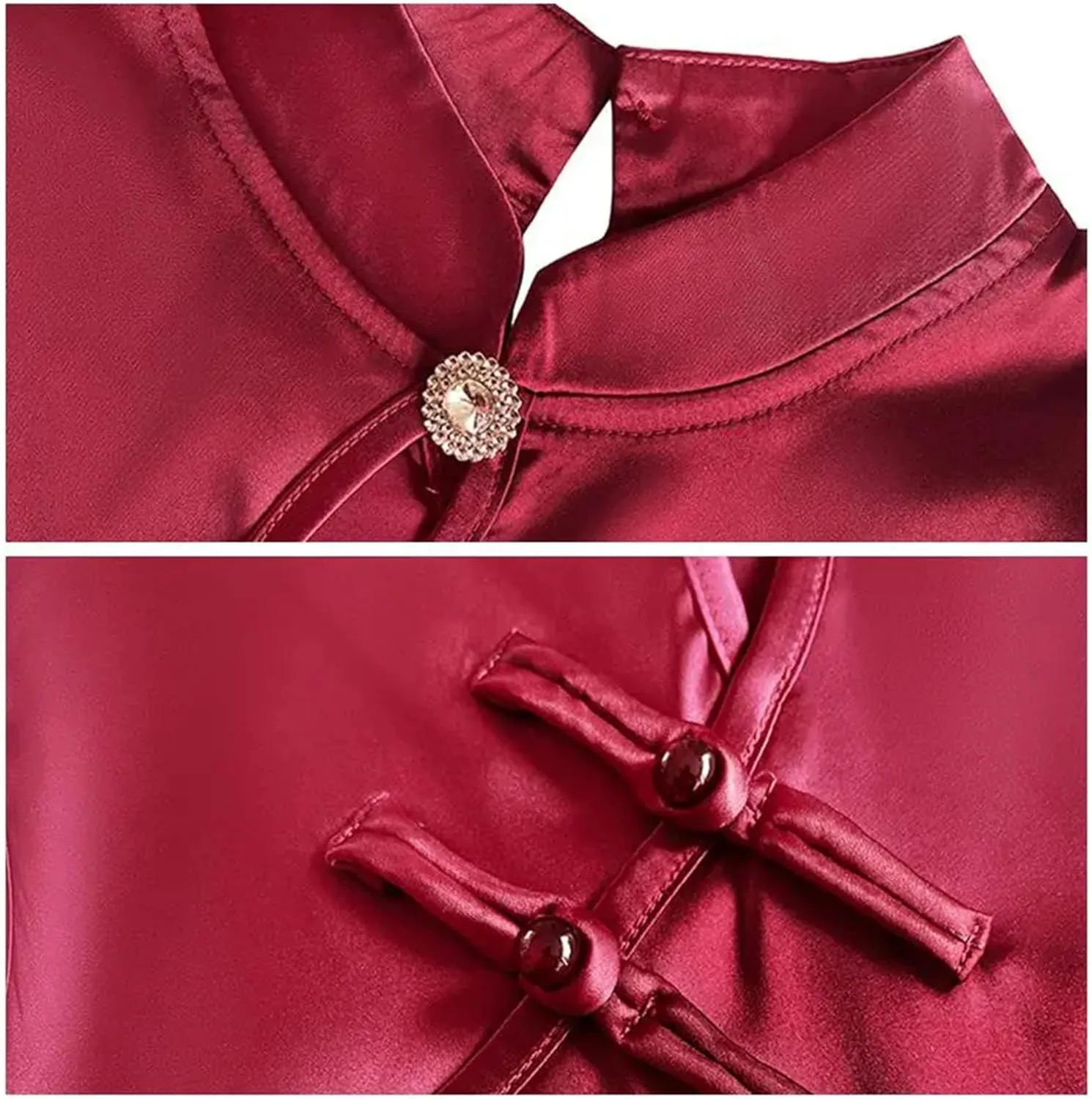 Women's Lightweight Sleeveless Satin Blouse Mandarin Collar Tank Top with Hollow Breathable Summer Camisole