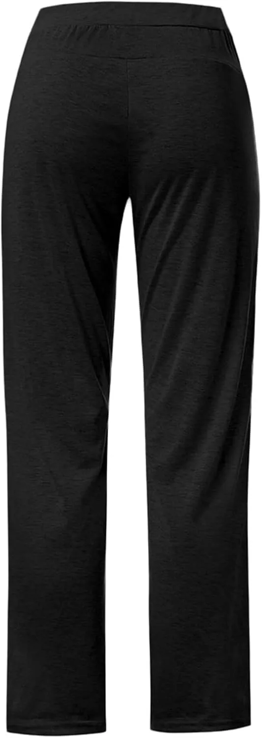 Womens Linen Summer Fashion Palazzo Lounge Pants Elastic Waist Straight Loose Fit Trouser Trendy