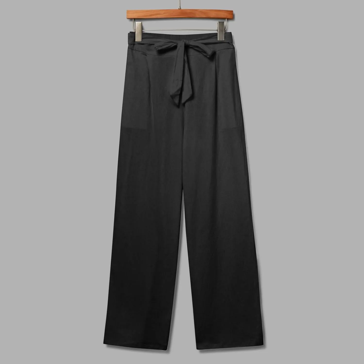 Womens Linen Summer Flowy Pants Elastic Waist Lounge Pants Slim Fit Trouser Travel