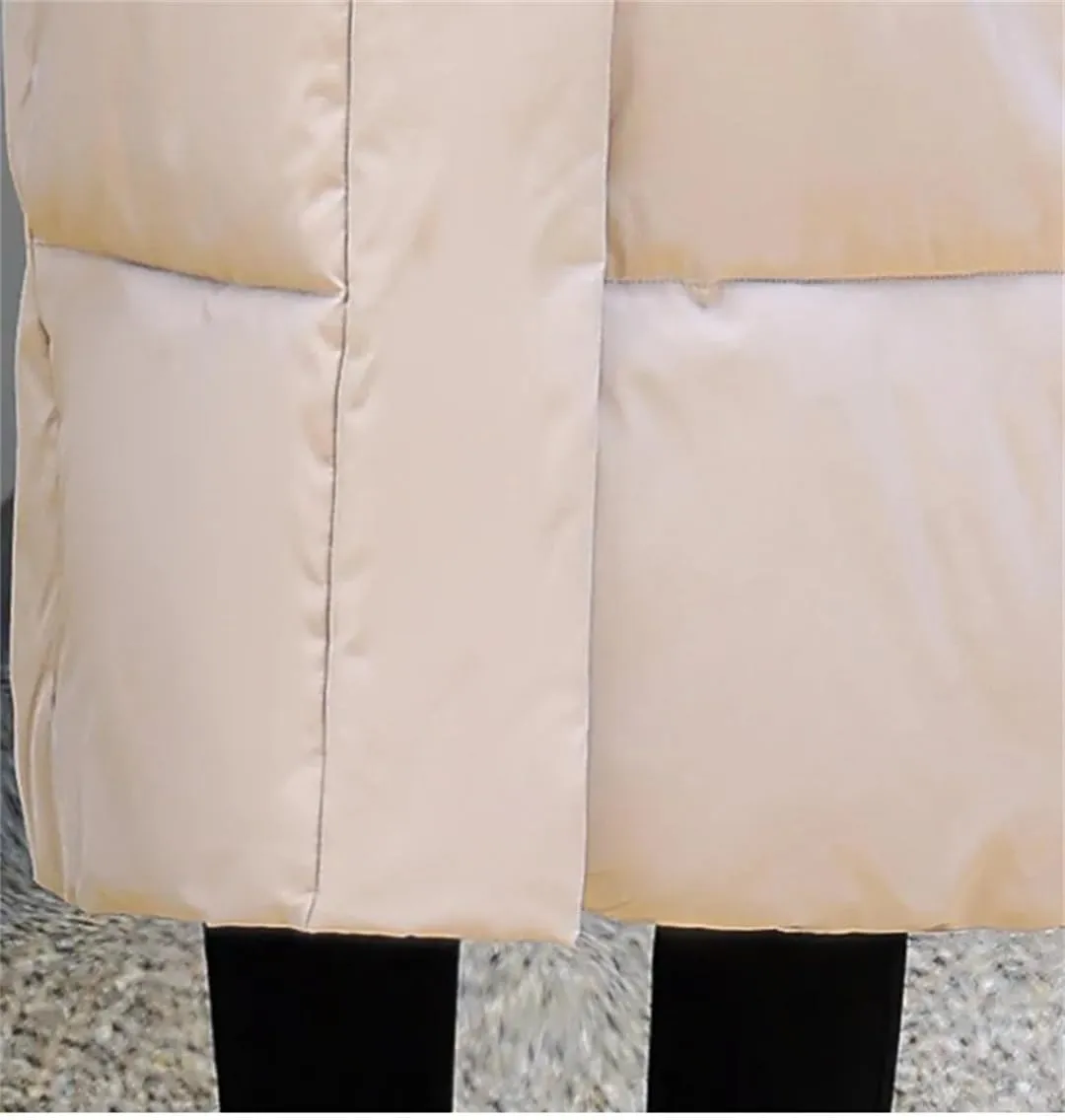 Womens Long Winter Down Cotton Coat Jacket Warm Cotton-Padded Coat Single-Breasted Puffer Parkas Outwear
