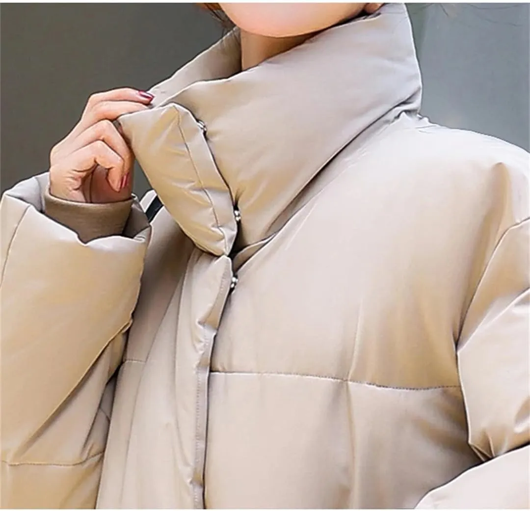 Womens Long Winter Down Cotton Coat Jacket Warm Cotton-Padded Coat Single-Breasted Puffer Parkas Outwear