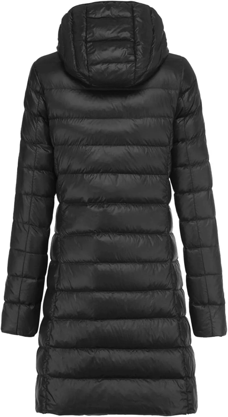 Women's Long Winter Puffer Coat Warm Packable Maxi Down Jacket Removable Hood Parka Winter Coat