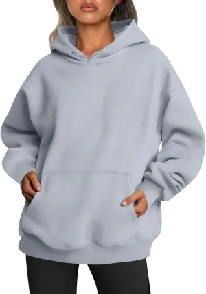 Womens Oversized Hoodie Baggy Fleece Hooded Sweatshirts Trendy Drop Shoulder Pullover Sweater Fall Clothes w/Pockets