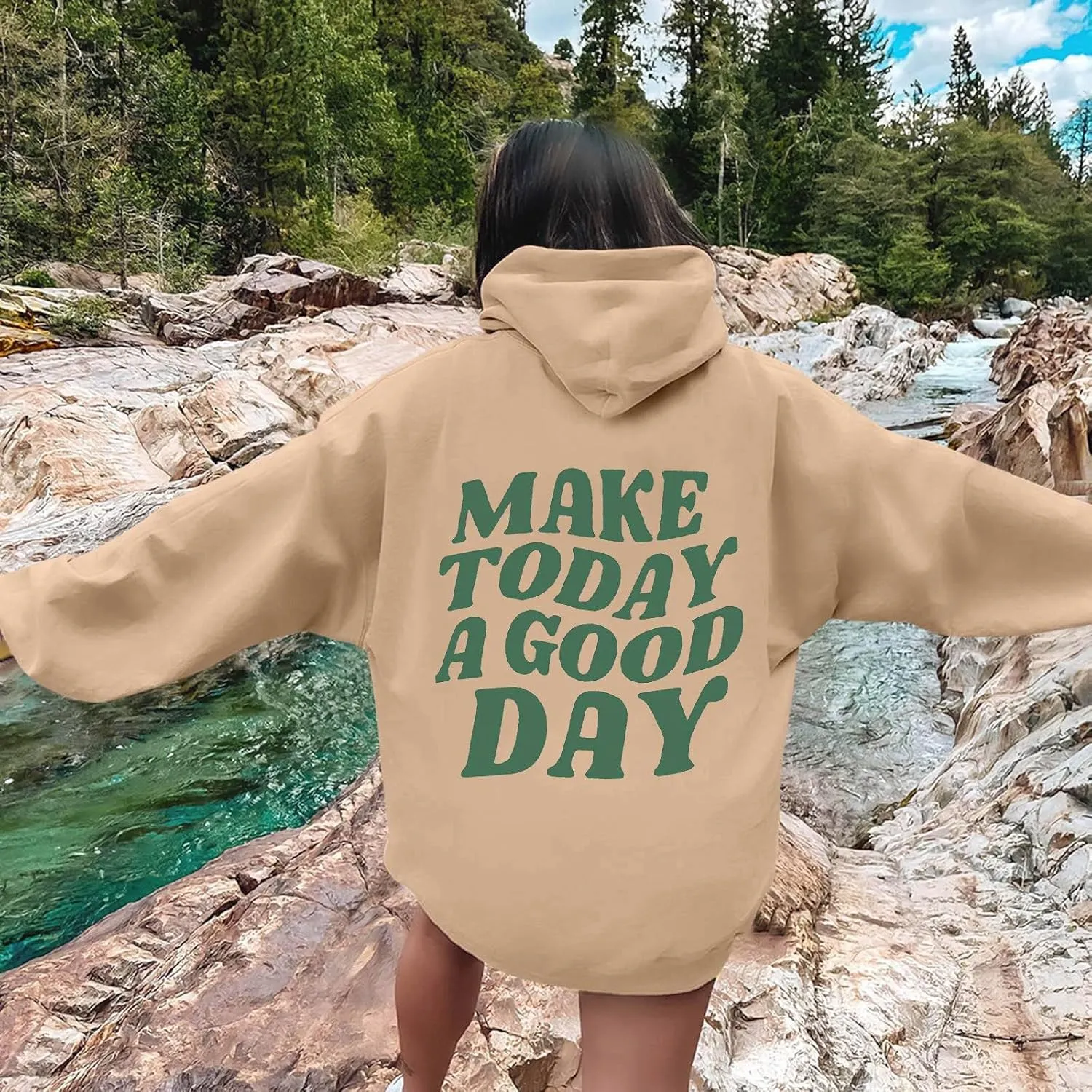 Womens Oversized Hoodies 2024 Fashion Letter Sweatshirts Hooded Pullover 2024 Fashion Fall Clothes Winter Sweater