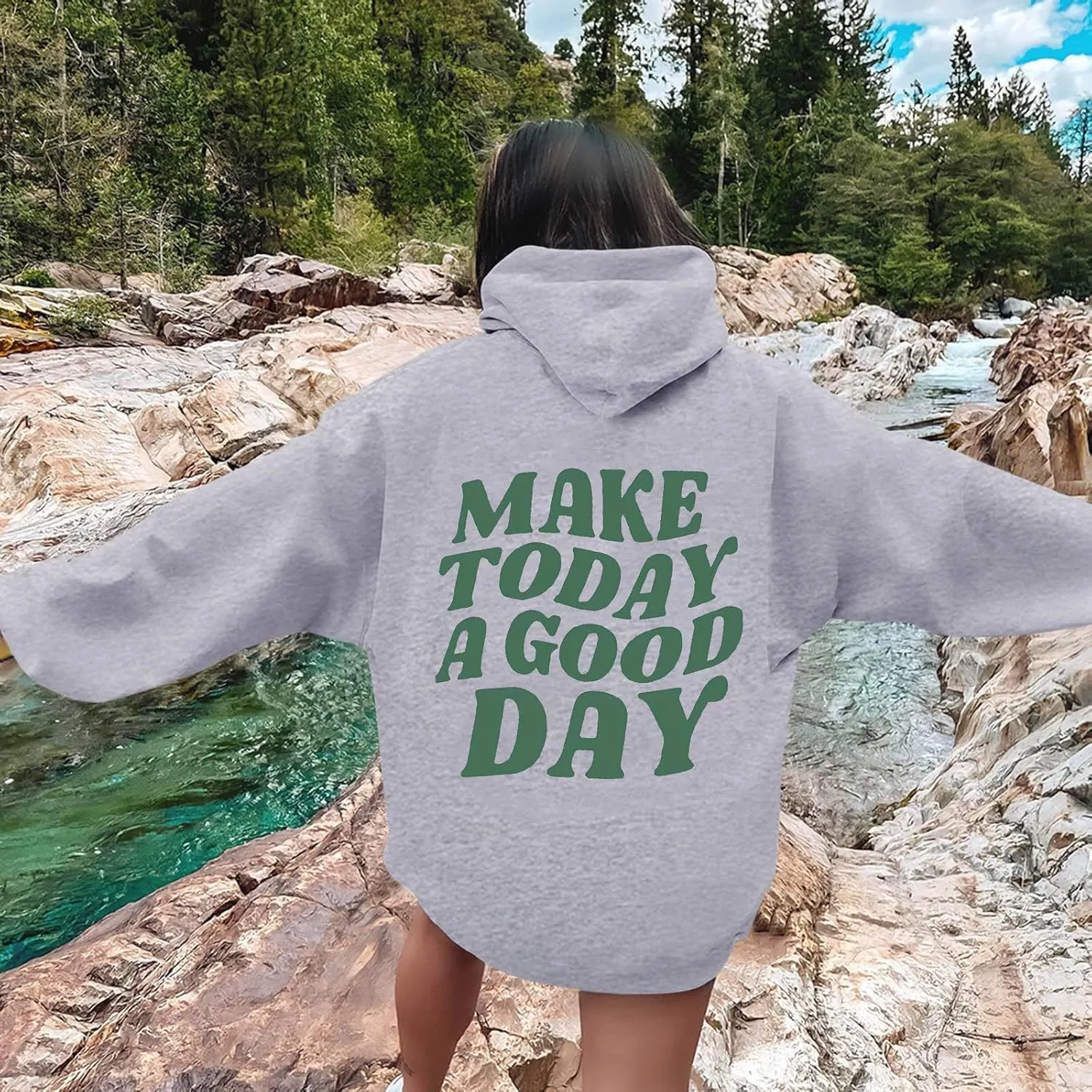 Womens Oversized Hoodies 2024 Fashion Letter Sweatshirts Hooded Pullover 2024 Fashion Fall Clothes Winter Sweater