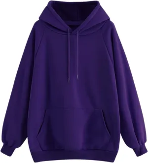 Womens Oversized Hoodies Basic Solid Sweatshirts 2024 Fall Fashion Outfits Drawstring Pullover Clothes with