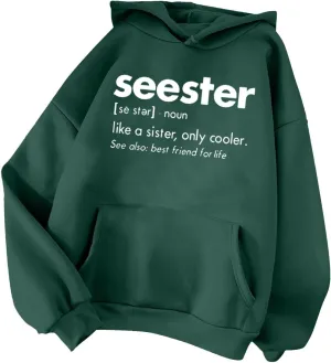 Womens Oversized Hoodies Letter Print Hooded Pullover Casual Sweatshirt 2024 Fashion Fall Clothes Outfits with