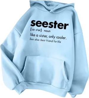 Womens Oversized Hoodies Letter Print Hooded Pullover Casual Sweatshirt 2024 Fashion Fall Clothes Outfits with
