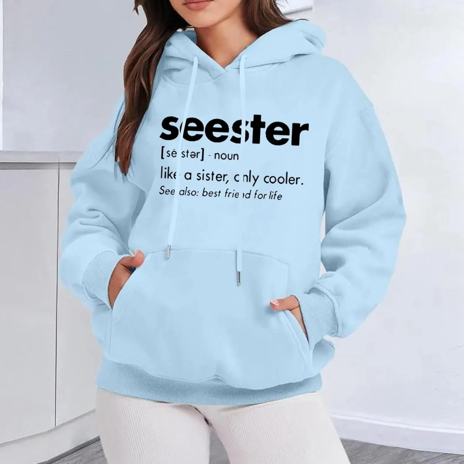 Womens Oversized Hoodies Letter Print Hooded Pullover Casual Sweatshirt 2024 Fashion Fall Clothes Outfits with