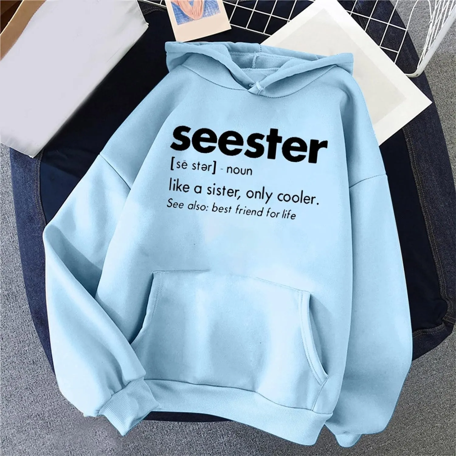 Womens Oversized Hoodies Letter Print Hooded Pullover Casual Sweatshirt 2024 Fashion Fall Clothes Outfits with