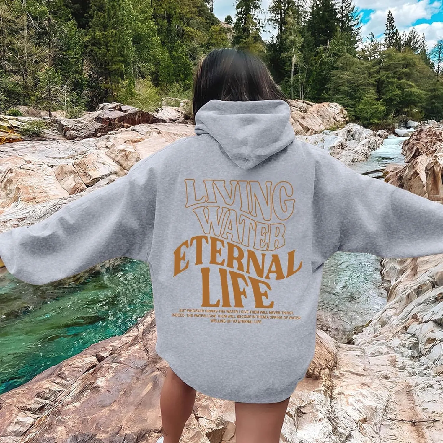Womens Oversized Hoodies Long Sleeve Sweatshirt Letter Print Comfy Casual Loose Pullover with Pockets Clothes