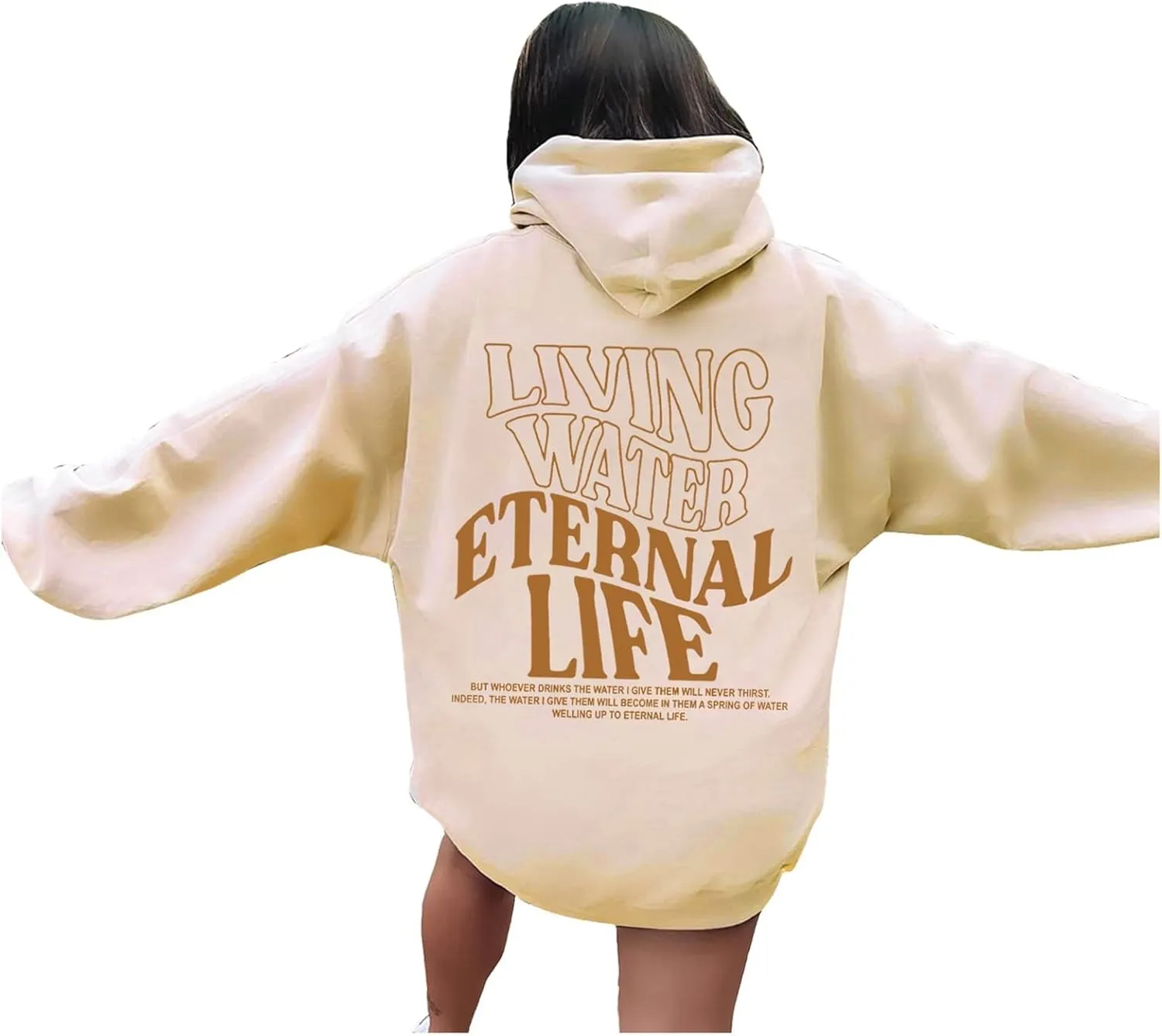 Womens Oversized Hoodies Long Sleeve Sweatshirt Letter Print Comfy Casual Loose Pullover with Pockets Clothes