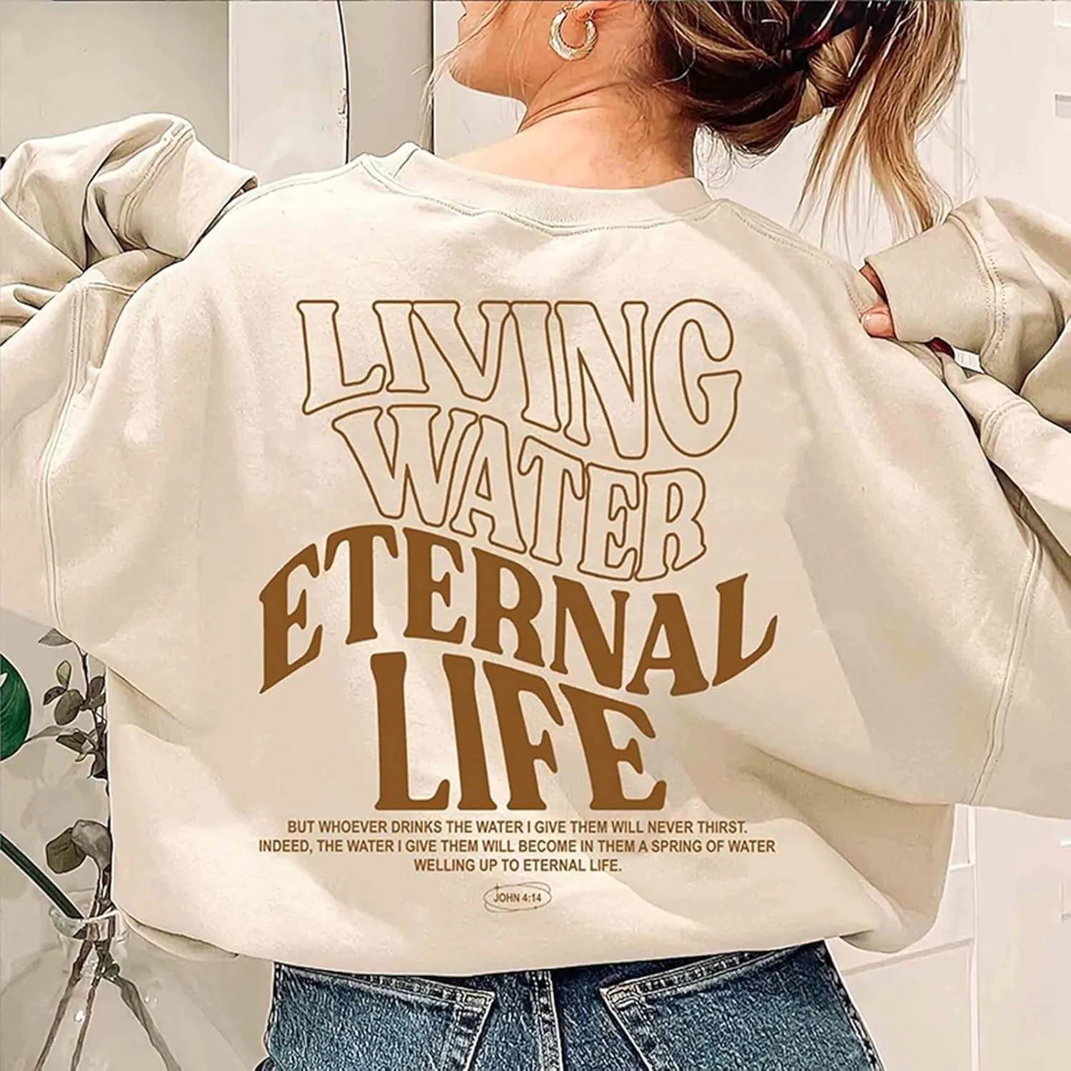 Womens Oversized Hoodies Long Sleeve Sweatshirt Letter Print Comfy Casual Loose Pullover with Pockets Clothes