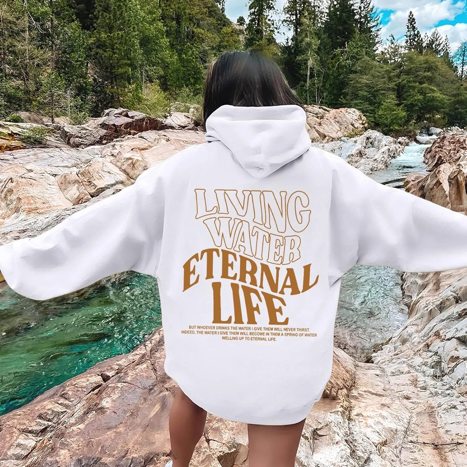 Womens Oversized Hoodies Long Sleeve Sweatshirt Letter Print Comfy Casual Loose Pullover with Pockets Clothes
