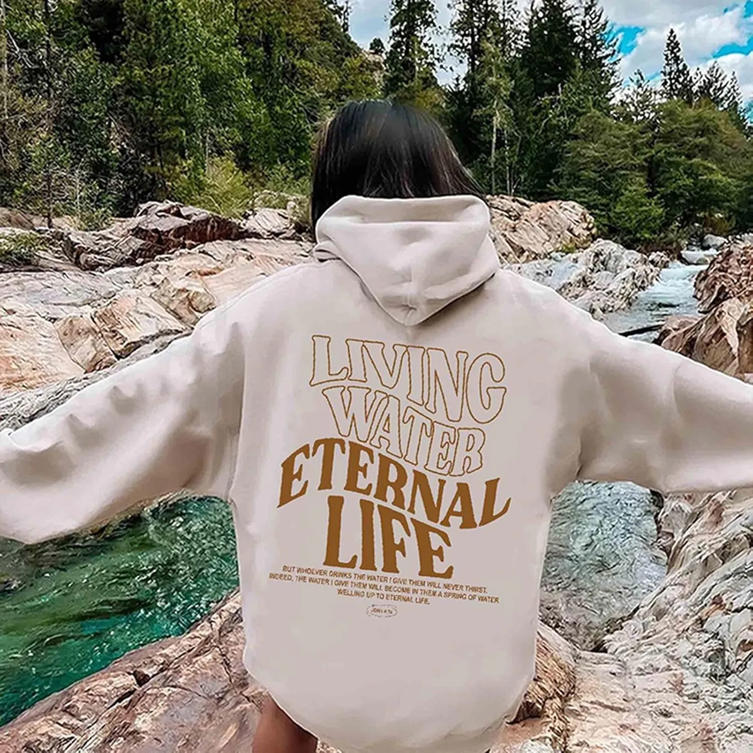 Womens Oversized Hoodies Long Sleeve Sweatshirt Letter Print Comfy Casual Loose Pullover with Pockets Clothes
