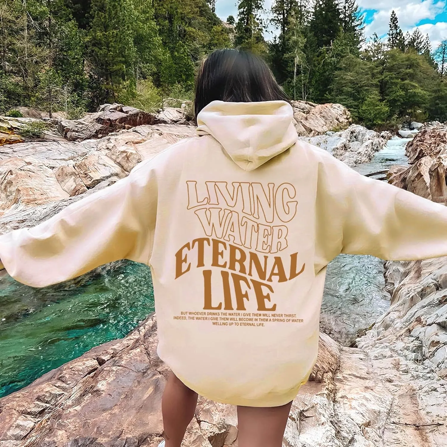 Womens Oversized Hoodies Long Sleeve Sweatshirt Letter Print Comfy Casual Loose Pullover with Pockets Clothes