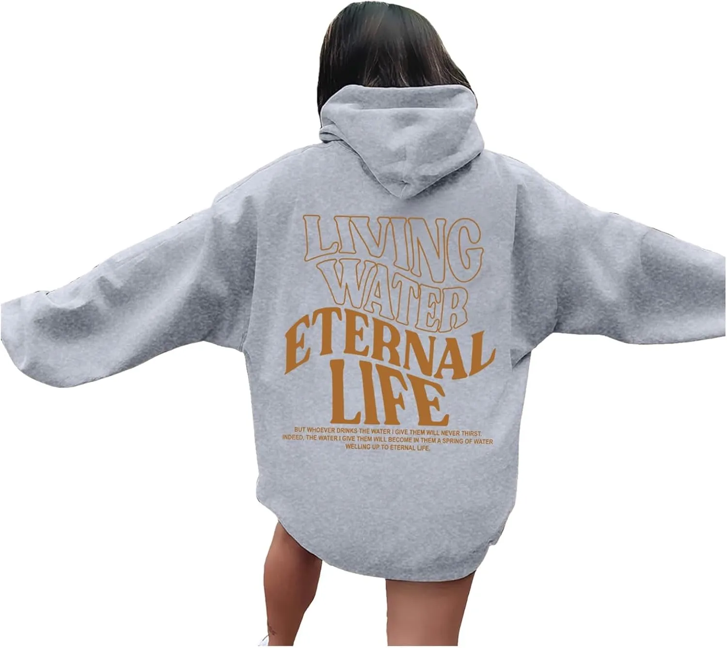 Womens Oversized Hoodies Long Sleeve Sweatshirt Letter Print Comfy Casual Loose Pullover with Pockets Clothes