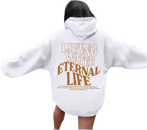 Womens Oversized Hoodies Long Sleeve Sweatshirt Letter Print Comfy Casual Loose Pullover with Pockets Clothes