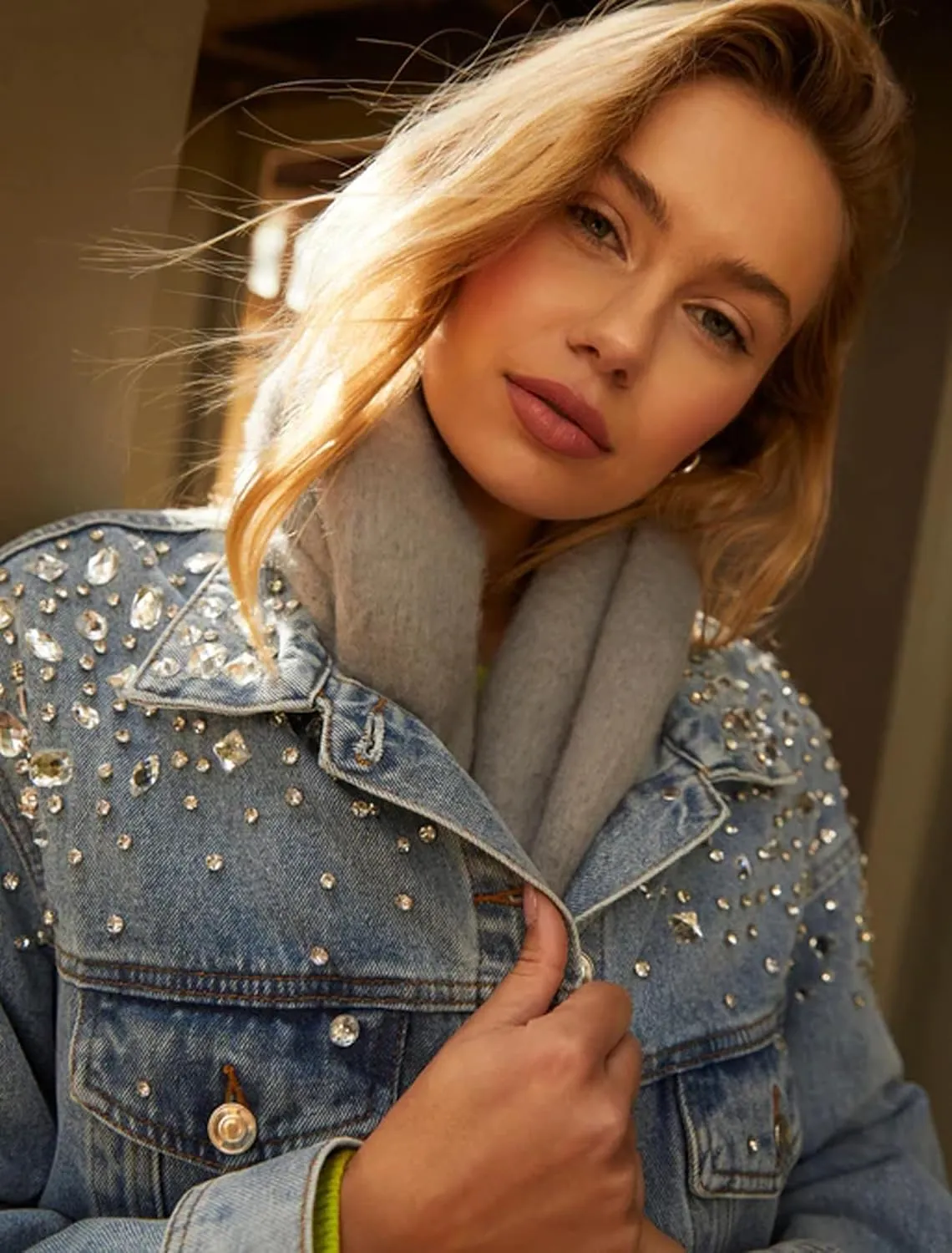 Women's Oversized Vintage Denim Jacket Long Sleeve Boyfriend Coat