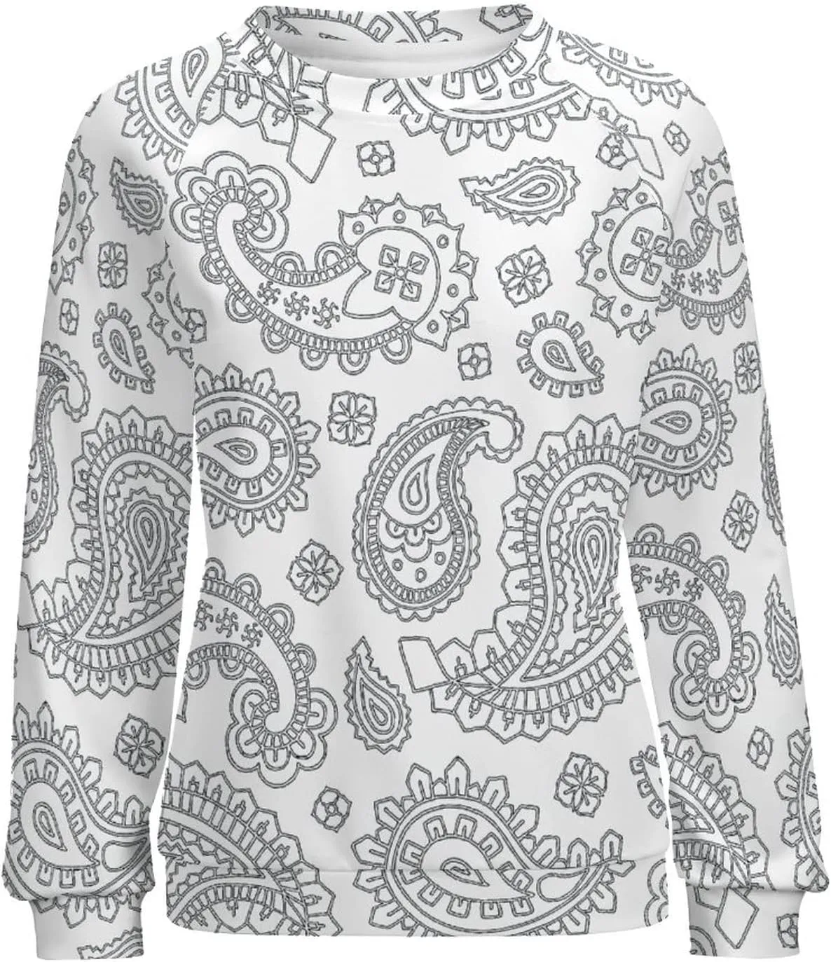 Womens Paisley Sweatshirt Oversized Loose Fit Novelty Graphic Crewneck Sweatshirts Casual Raglan Long Sleeve Tops Shirt