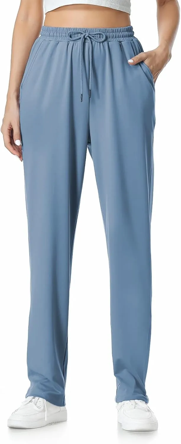 Womens Pants Straight Leg Sweatpants for Women Elastic Waist Work Pants Baggy Casual Drawstring Lounge Pants