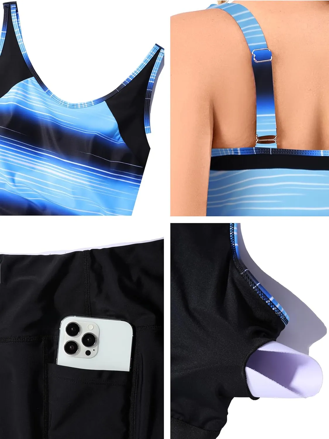 Women's Plus Size Tankini Swimsuits Modest Two Piece Bathing Suits with Pockets Boy Shorts for Tummy Control 2025