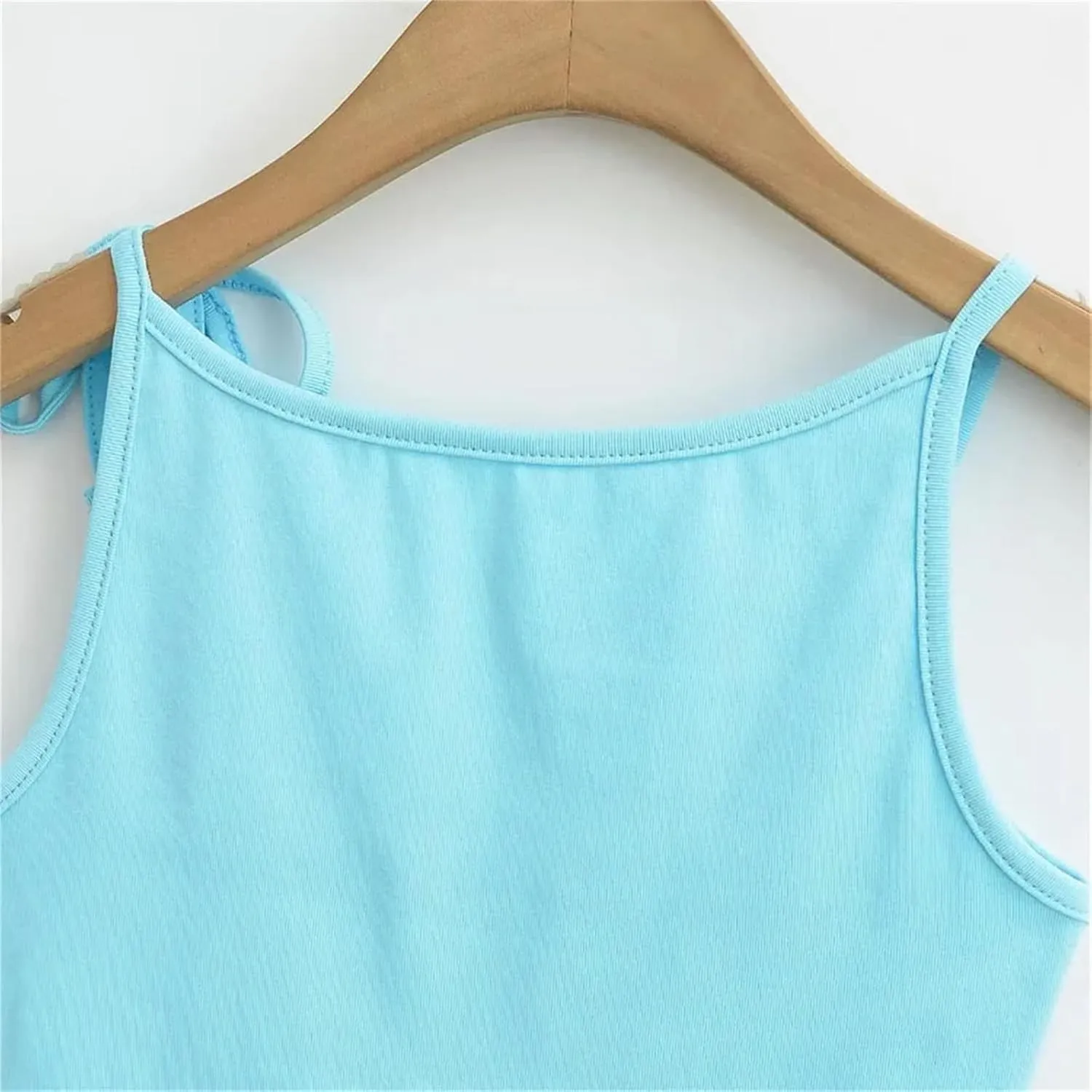 Women's Round Neck Camisole Tank Top Lace-Up Shoulder Straps Summer Slim Fit Casual Camisole