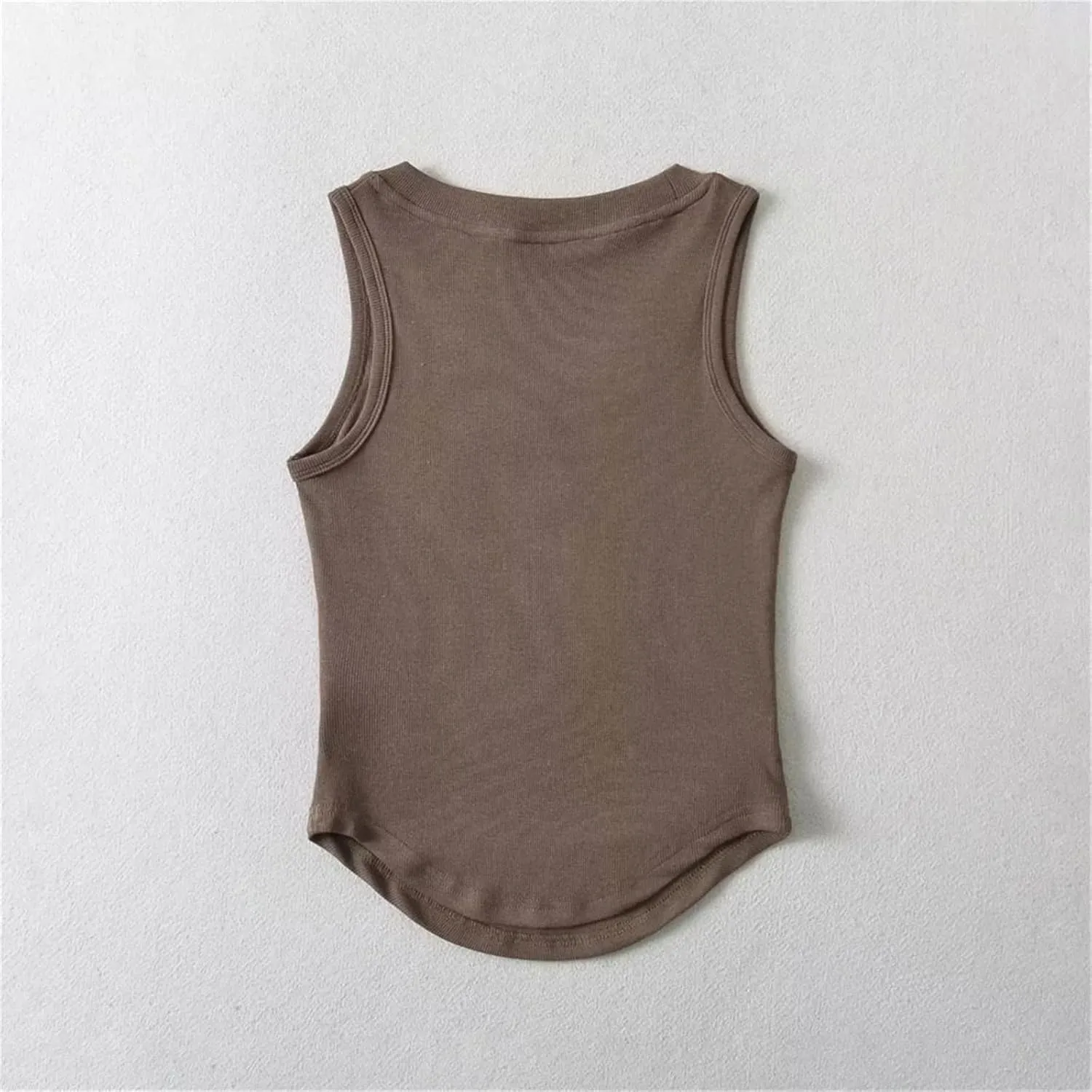 Women's Round Neck Sleeveless Camisole Casual Slim Fit Summer Ribbed Tank Top