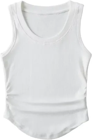 Women's Round Neck Sleeveless Camisole Casual Slim Fit Summer Ribbed Tank Top