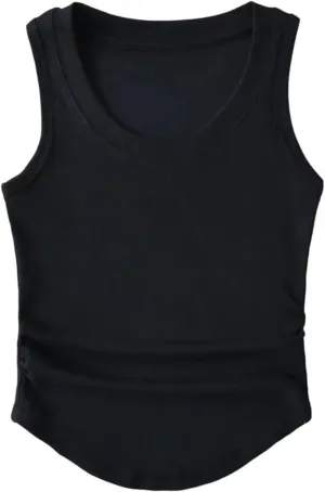 Women's Round Neck Sleeveless Camisole Casual Slim Fit Summer Ribbed Tank Top