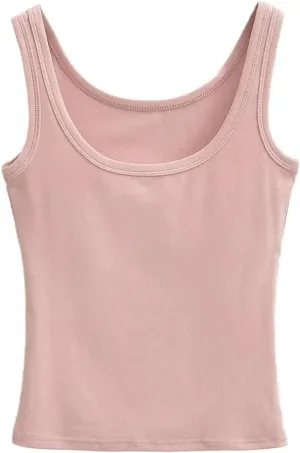 Women's Round Neck Sleeveless Camisole Solid Color Casual Slim Fit Lightweight Summer Tank Top